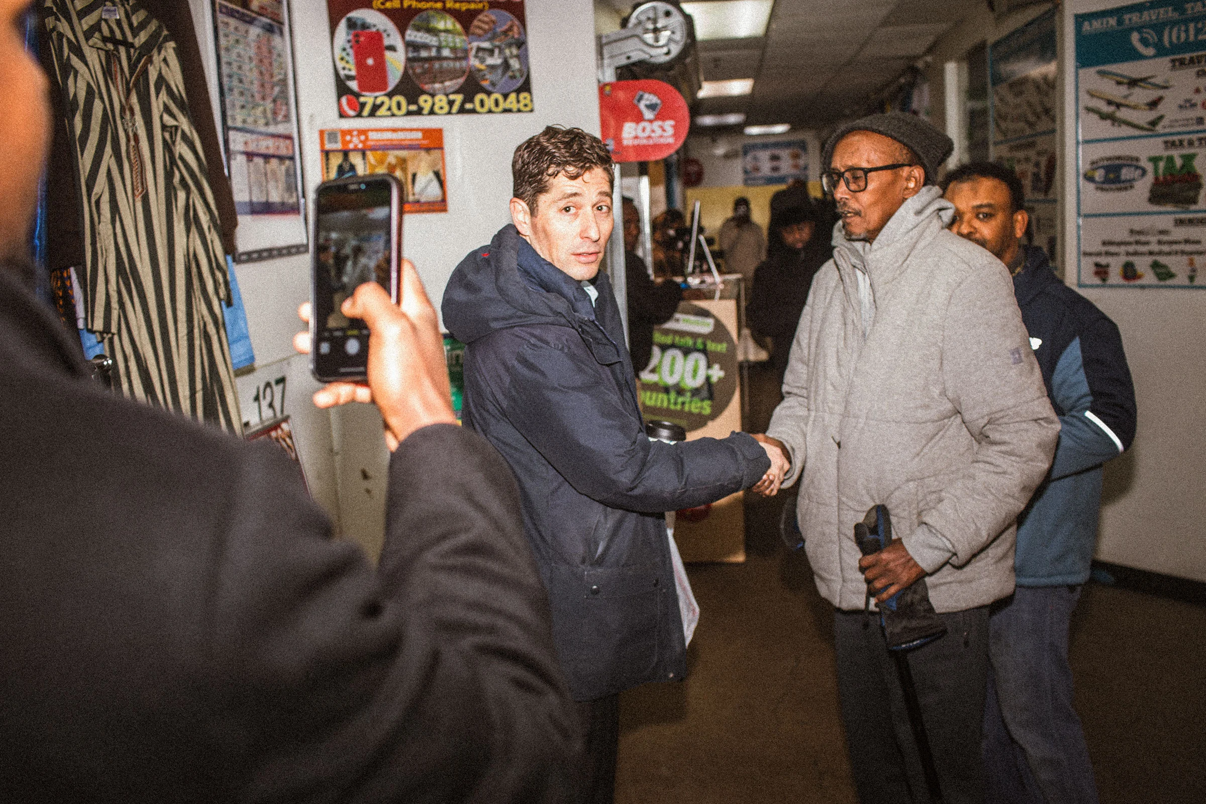 Mayor Jacob Frey visits the 24 Somali Mall to greet and spend time with the local Somali population; Minneapolis, Minnesota, Jan. 26, 2026. Erin Trieb for TIME