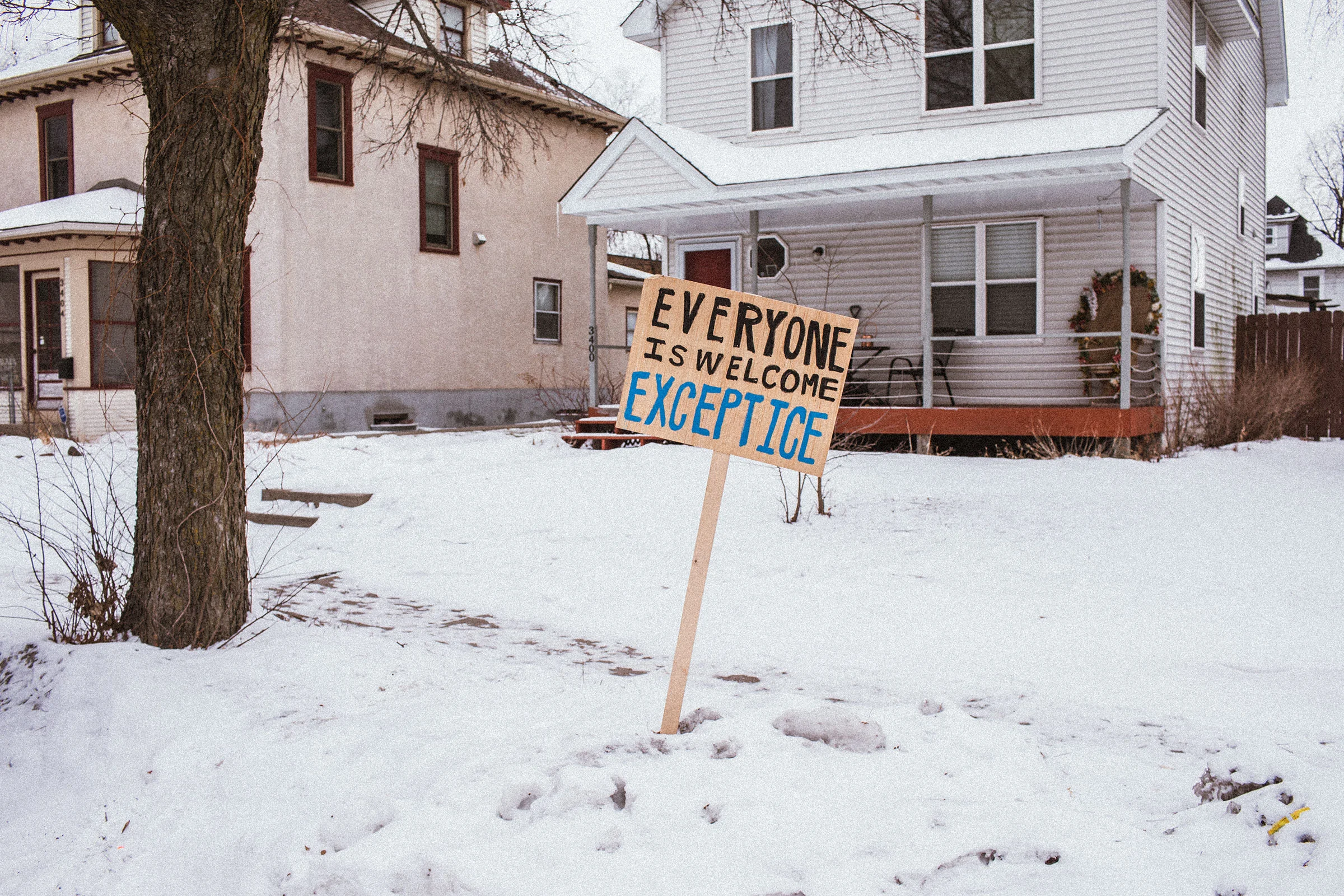 A sign in south Minneapolis near where Ren&eacute;e Nicole Good was fatally shot by federal ICE agents; Minneapolis, Minnesota, Jan. 26, 2026. Erin Trieb for TIME