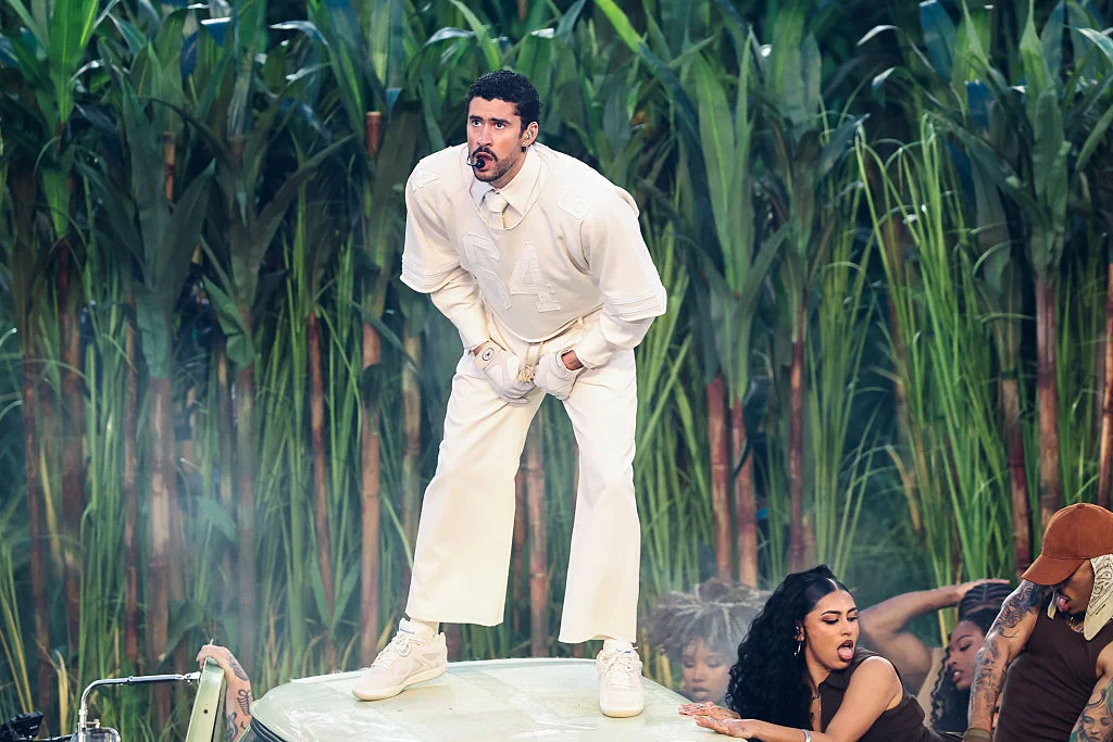 Bad Bunny performs during the Apple Music halftime show at Super Bowl LX between the Seattle Seahawks and New England Patriots, Levi Stadium, Santa Clara, Calif. on Feb, 8, 2026.